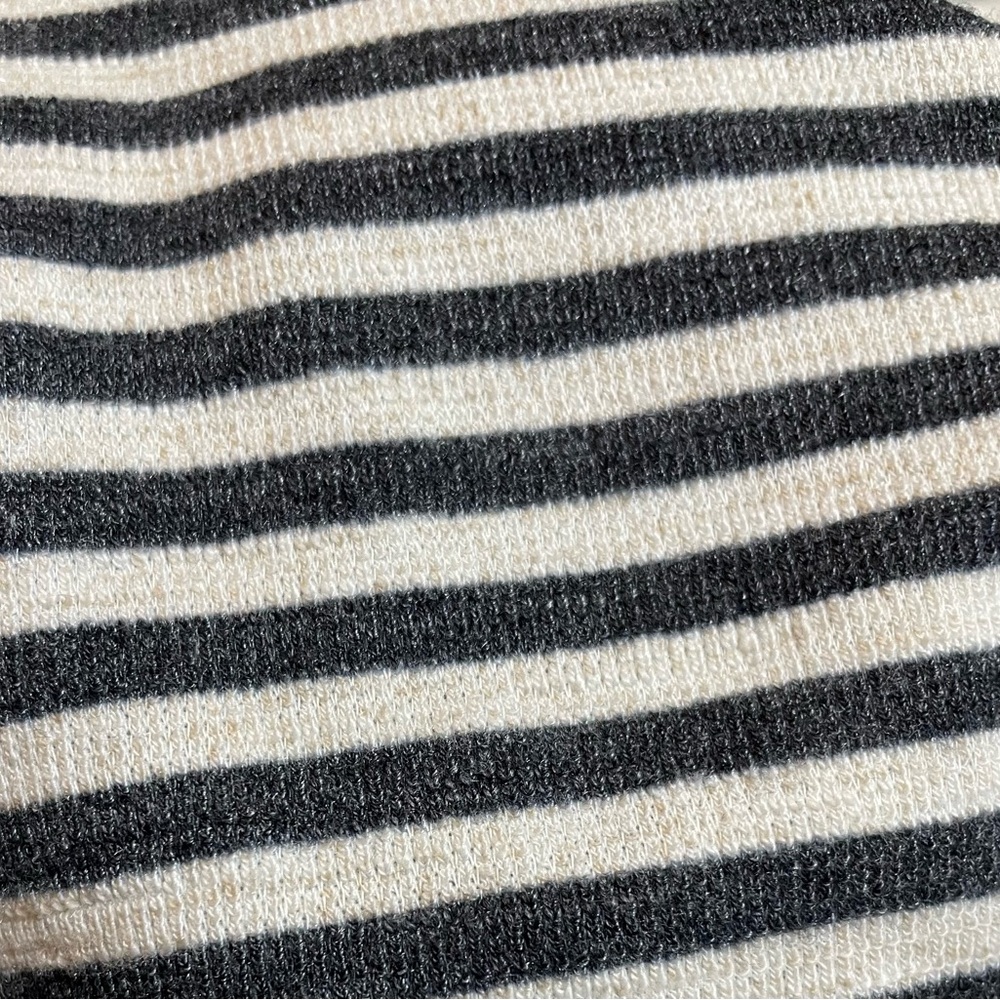 #0198-Old Navy Grey & Off White Striped Jumpsuit W/ Wide-Leg & V-back-S - Picture 7 of 8